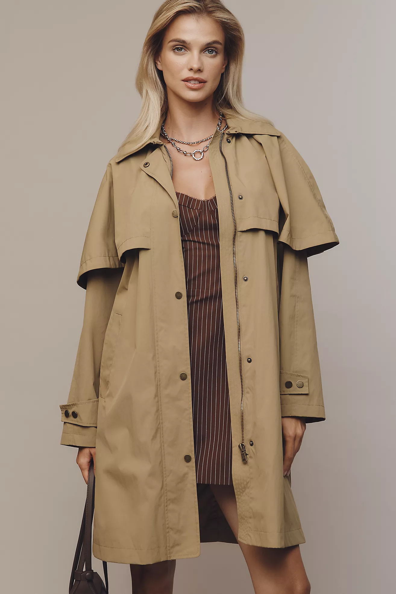 Avec Les Filles Mid-Length Cape Raincoat