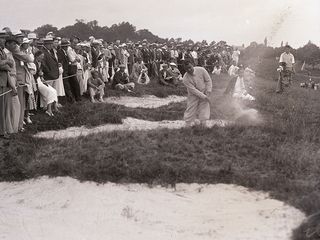 Gene Sarazen playing out of the bunker in 1934