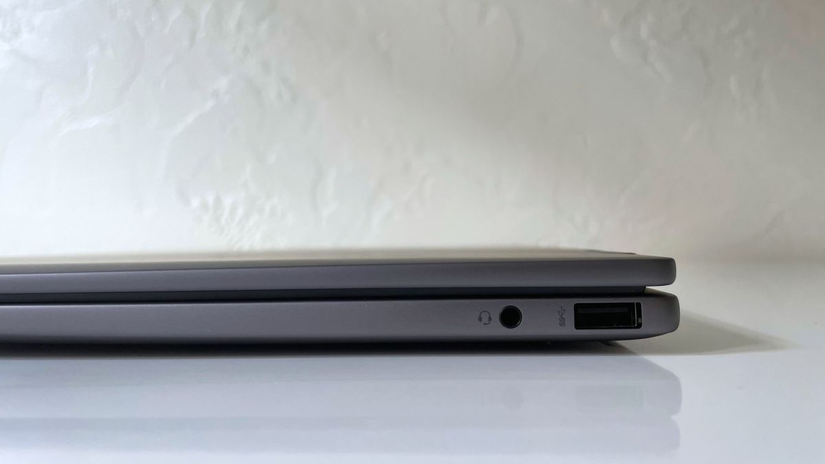 Close up of the ports on the right side of the HP Envy x360 2-in-1
