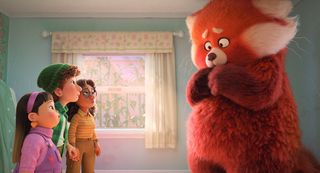 Mei Lee as a giant red panda with her friends