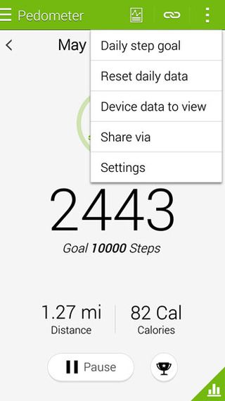 Choose "Device data to view" to see the steps from the Gear Fit on the Galaxy S5