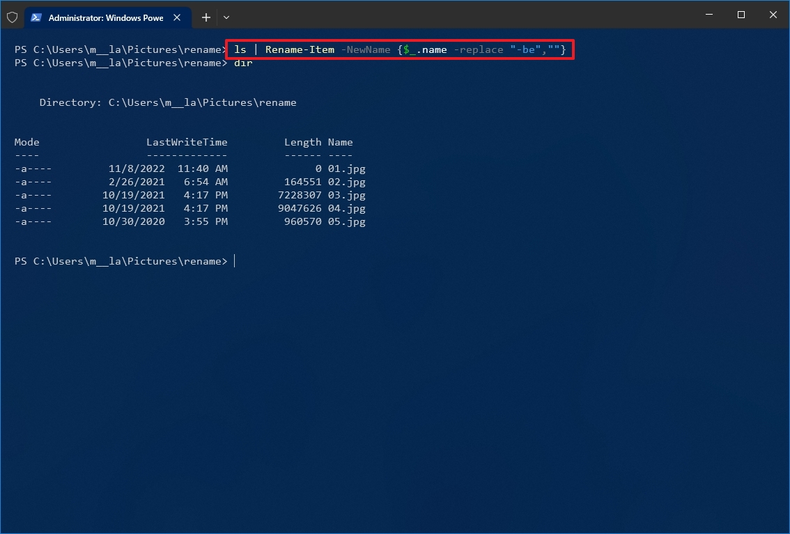 PowerShell delete part of file name