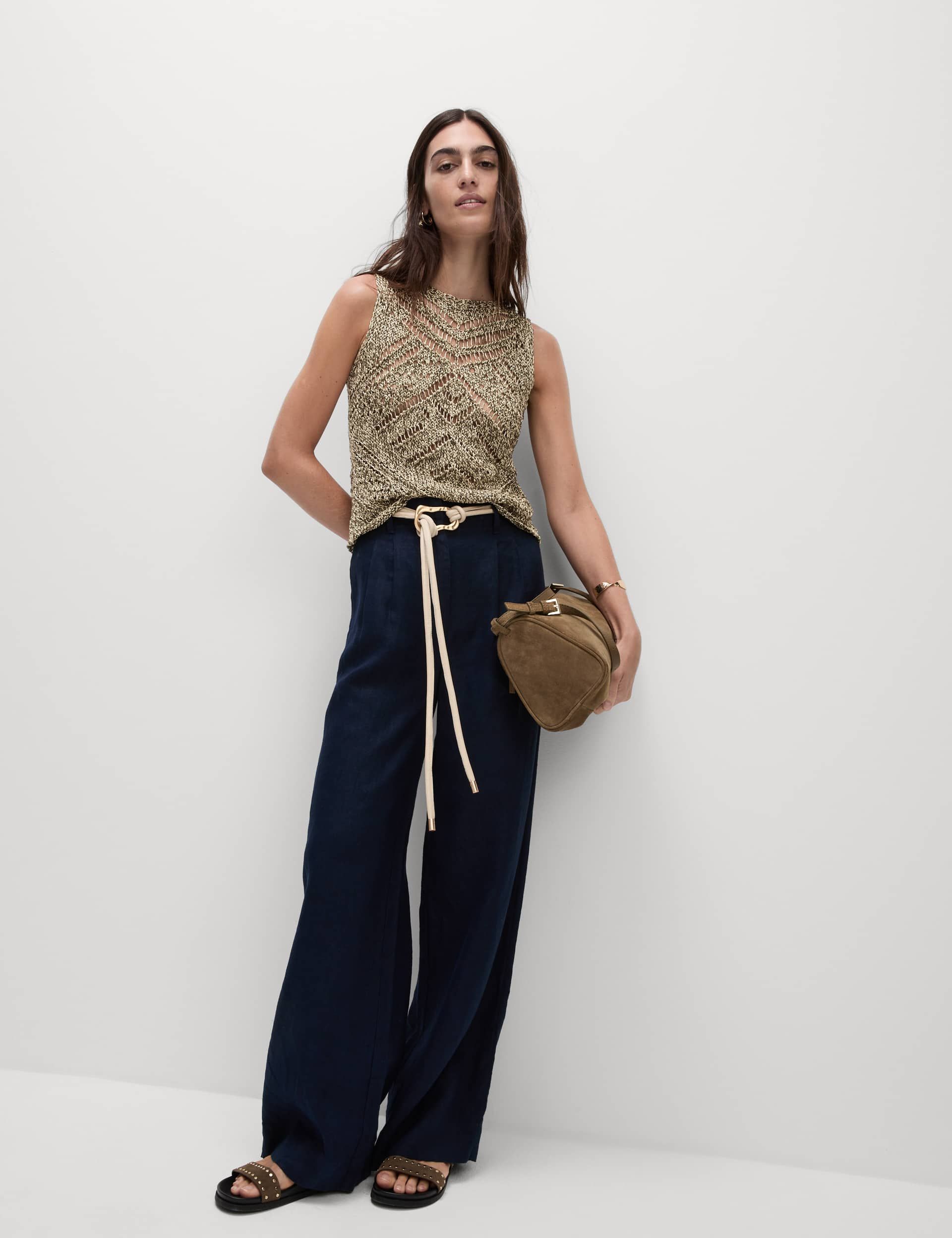 Pure Linen Wide Leg Trousers