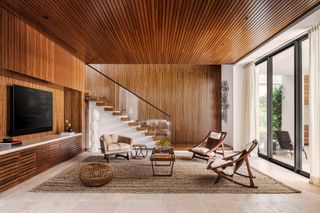 living room of Brazil-inspired Miami house by Strang Design