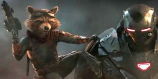 War Machine and Rocket Raccoon in Avengers: Endgame