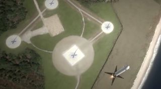 SpaceX is developing reusable Falcon 9 rockets to make spaceflight more affordable. The company plans to land the first stage of its Falcon 9 rockets (shown in this animation still) at its Landing Site 1 at the Cape Canaveral Air Force Station in Florida.