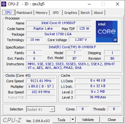 i9-14900KF in CPU-Z