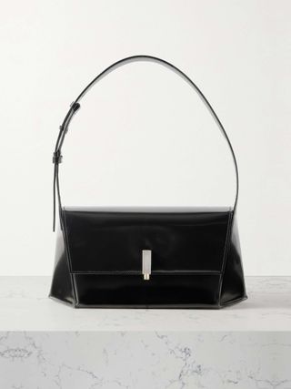 Prisma Glossed-Leather Shoulder Bag