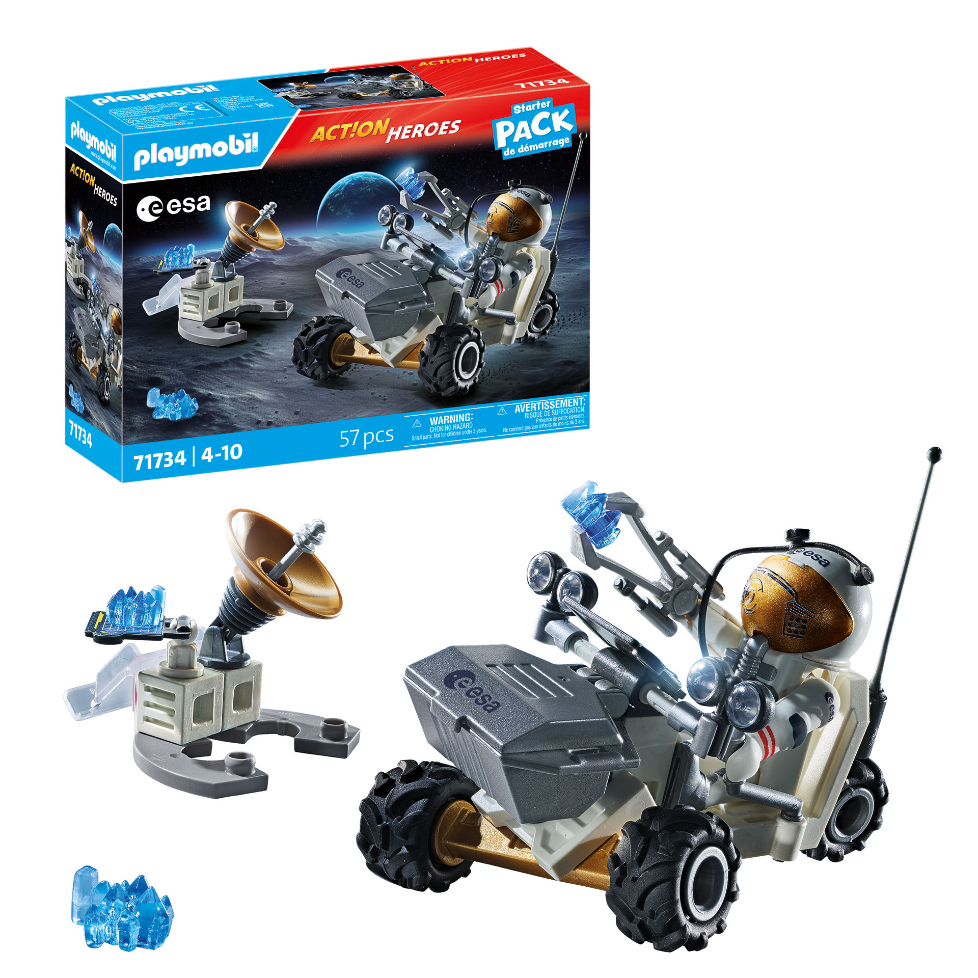 a toy set with an astronaut, lunar rover and antenna