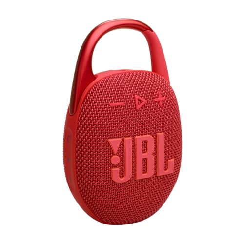 Jbl Clip 5, Ultra-Portable Jbl Pro Sound, Redesigned Carabiner, Up to 12 Hours of Playtime Plus 3 Hours With Playtime Boost, Waterproof and Dustproof, Multi-Speaker Connection by Auracast, Red