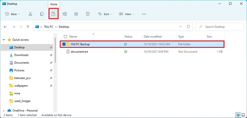 Paste Files New Location