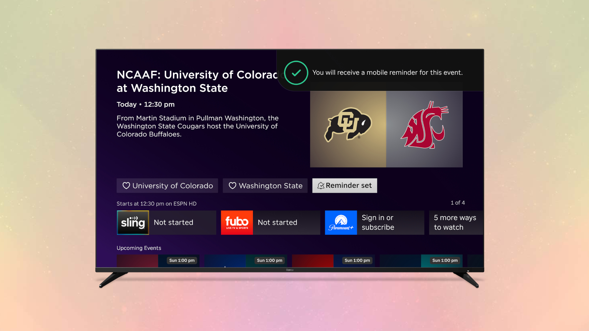 Roku college sports update