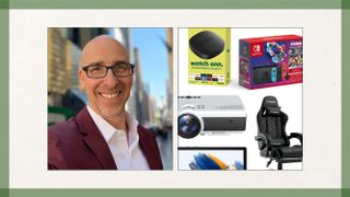 Lance Ulanoff's headshot with a collage of items