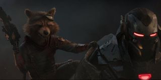 Avengers: Endgame Rocket Raccoon and Rhodey armed and ready to fight