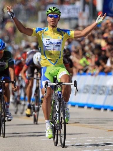 Peter Sagan (Liquigas-Cannondale) celebrates his victory in Santa Cruz