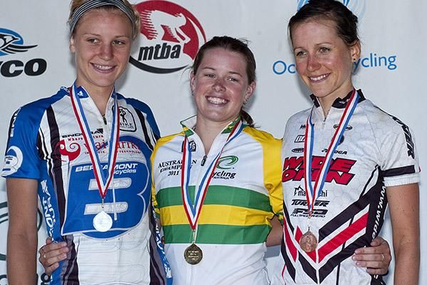 The women's under 23 cross country podium.