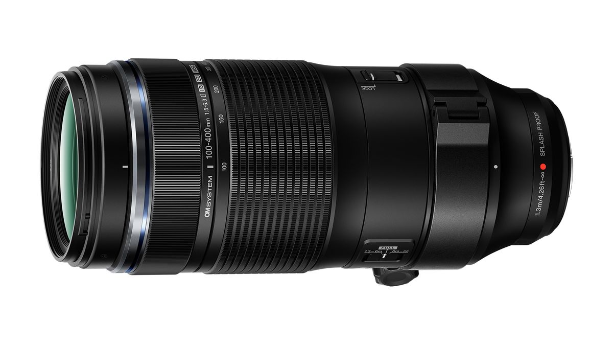 OM System M.Zuiko 100-400mm f/5.0-6.3 IS II against a white background