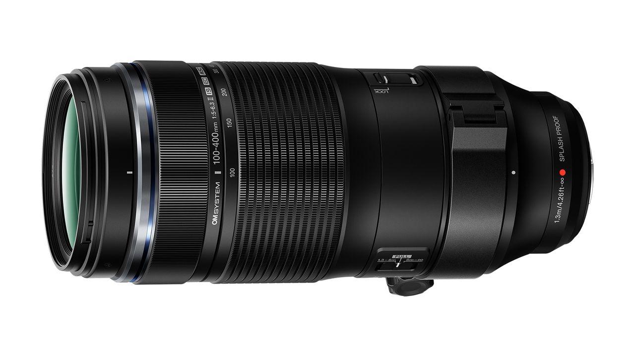 OM System M.Zuiko 100-400mm f/5.0-6.3 IS II against a white background