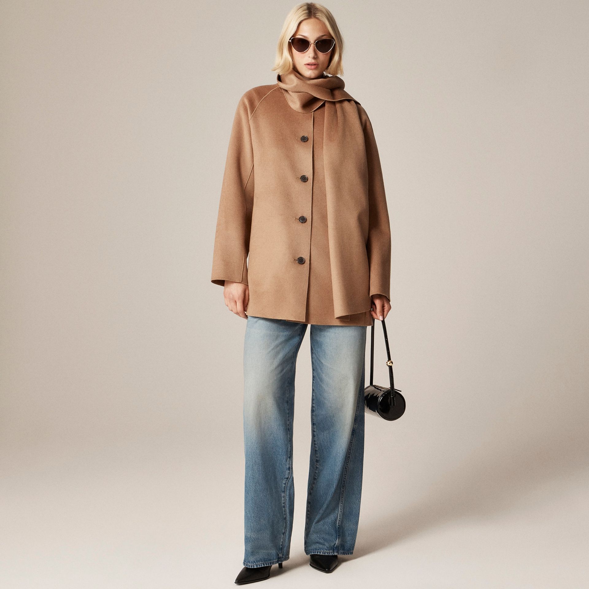 Scarf Coat in Drapey Wool Blend