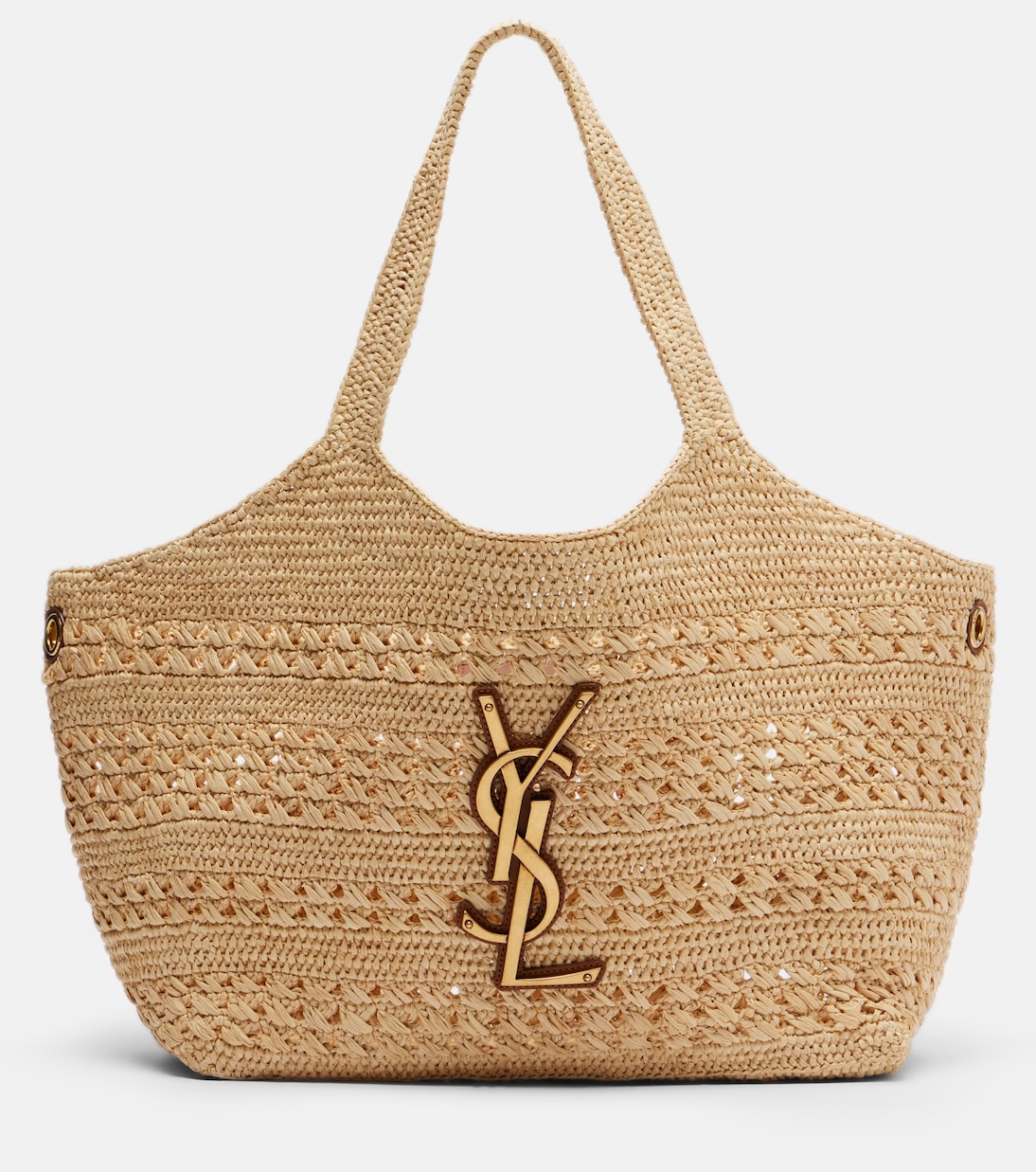 Icare Medium Raffia Tote Bag in Beige - Saint Laurent