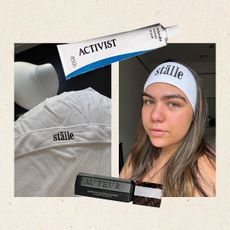 Photos of editor Ana Escalante and her skincare routine and progress photos throughout her engagement skincare process.