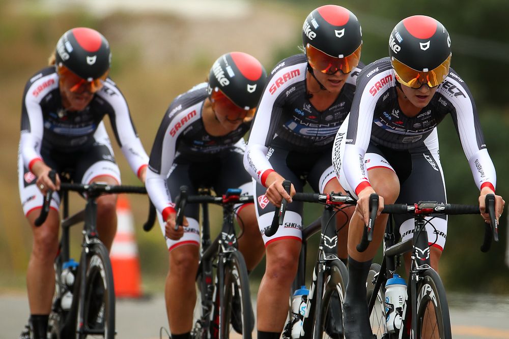 Twenty16-Ridebiker on their way to winning the stage 2 team time trial in Folsom at the Tour of California