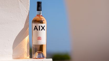 bottle of AIX Rosé in sunshine