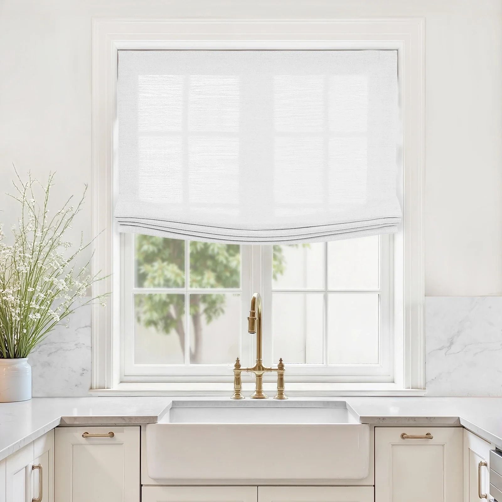 TWOPAGES, Custom Relaxed Roman Shades Cord Lift