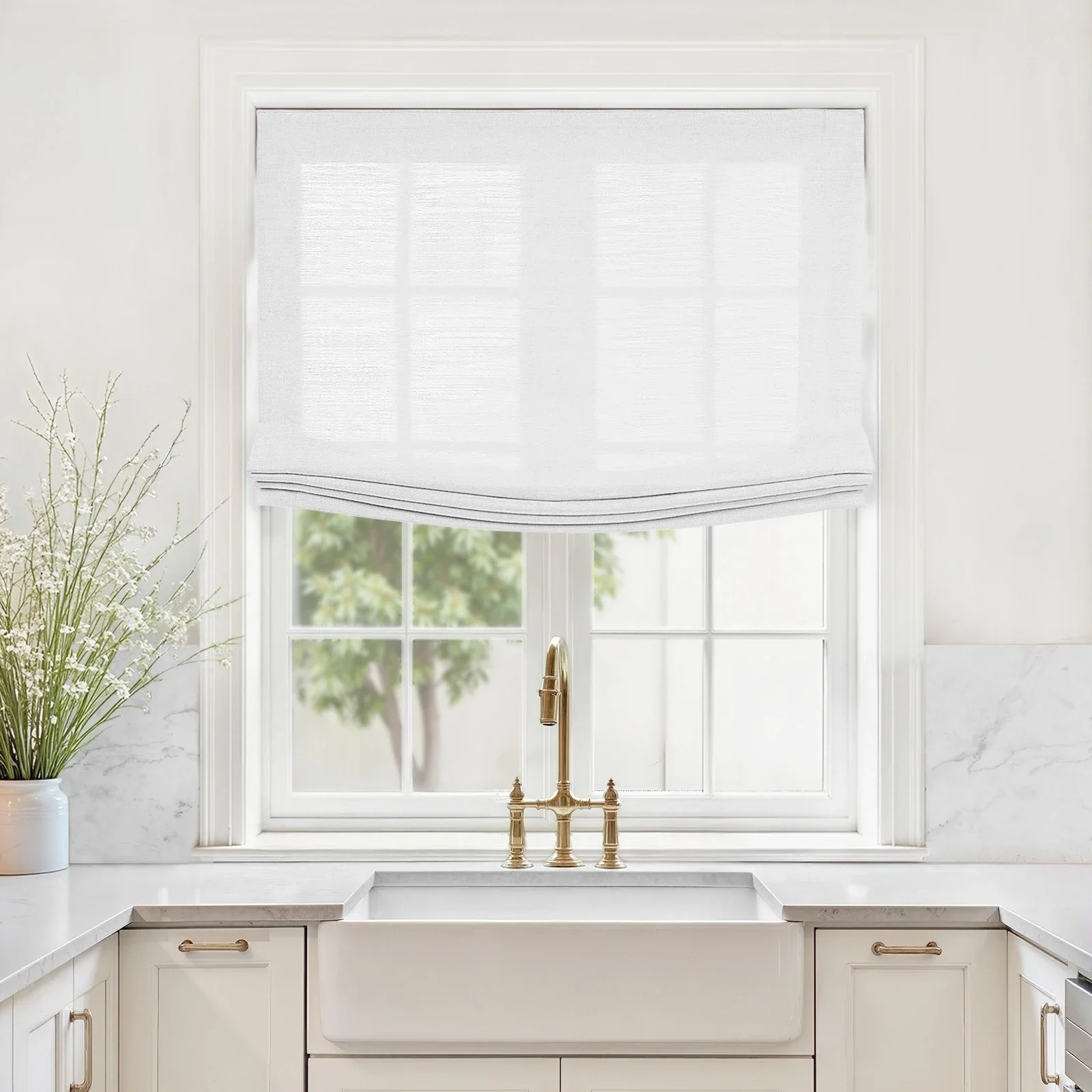 TWOPAGES, Custom Relaxed Roman Shades Cord Lift