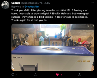 PS5 restock Twitter confirmation of PS5 Disc at Walmart