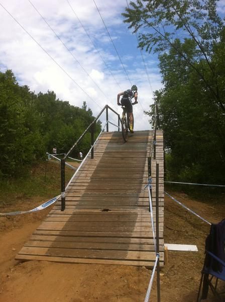 Jeremiah Bishop (Cannondale) powers up and over a flyover