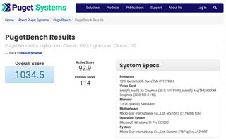 Pugetbench Lightroom Classic benchmark