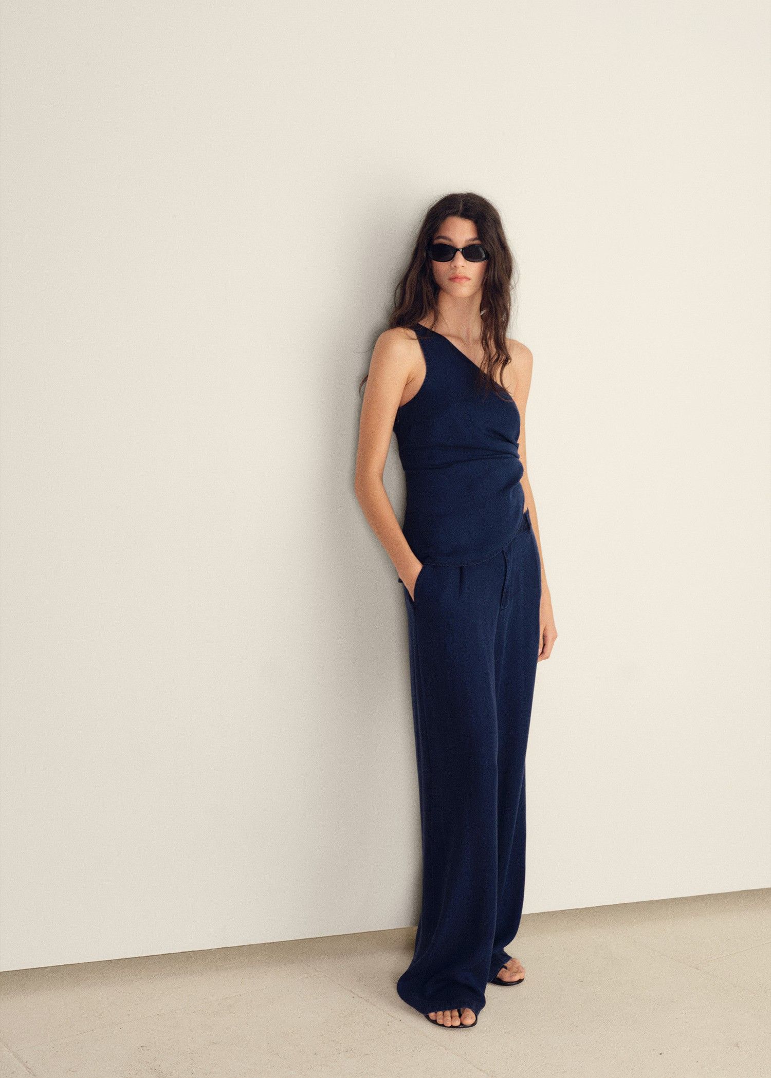 MANGO, Wide-Leg Lyocell Trousers With Pleats - Women | Mango United Kingdom
