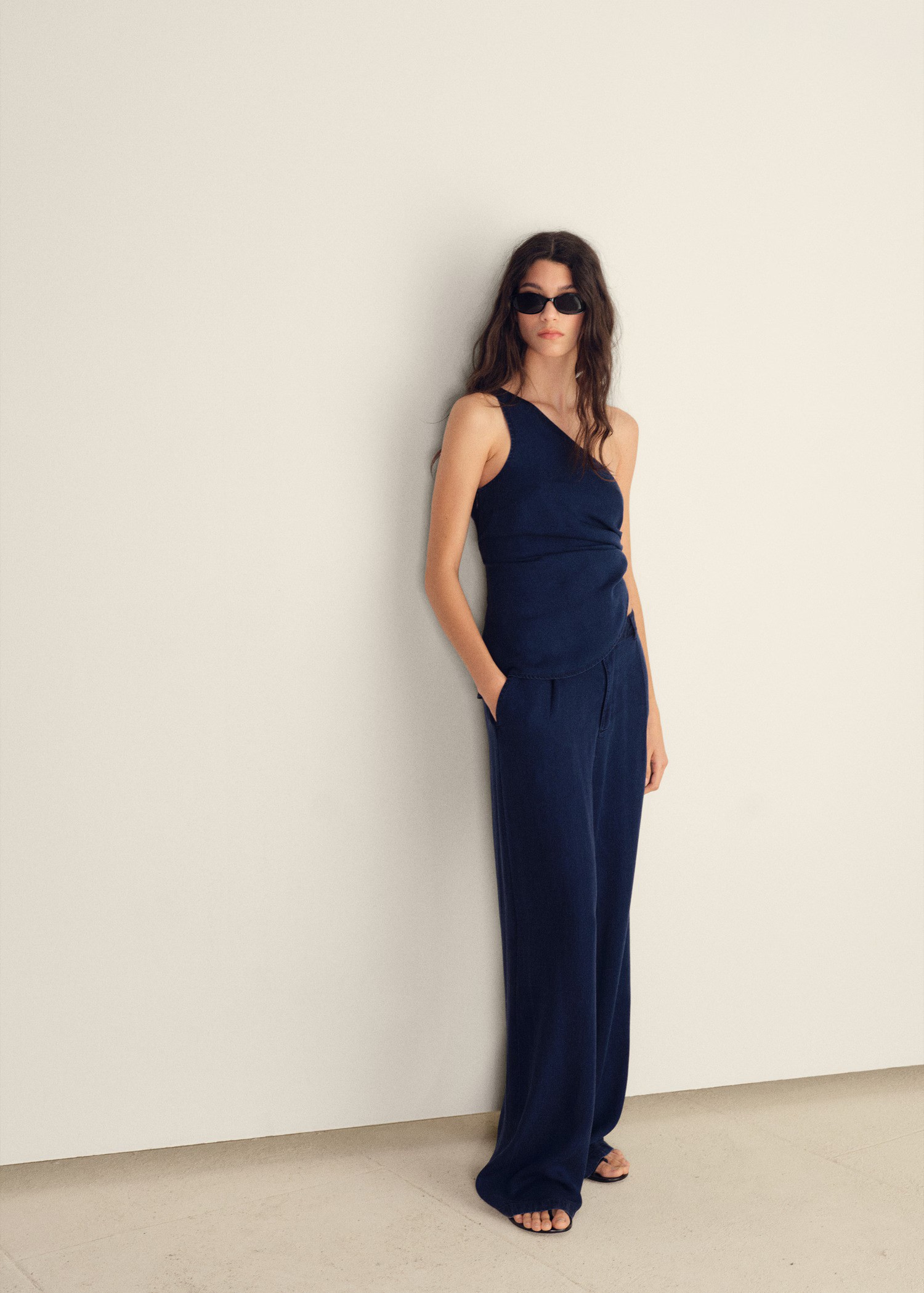 MANGO, Wide-Leg Lyocell Trousers With Pleats - Women | Mango United Kingdom