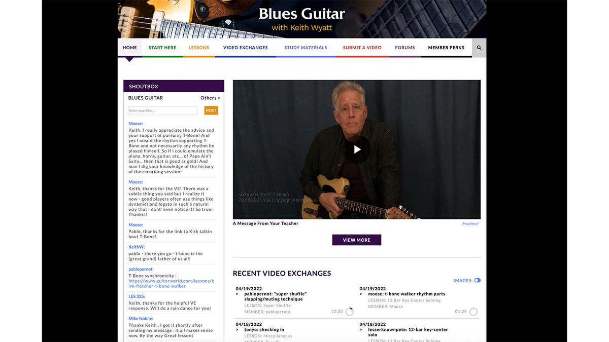 ArtistWorks guitar lesson screen grabs