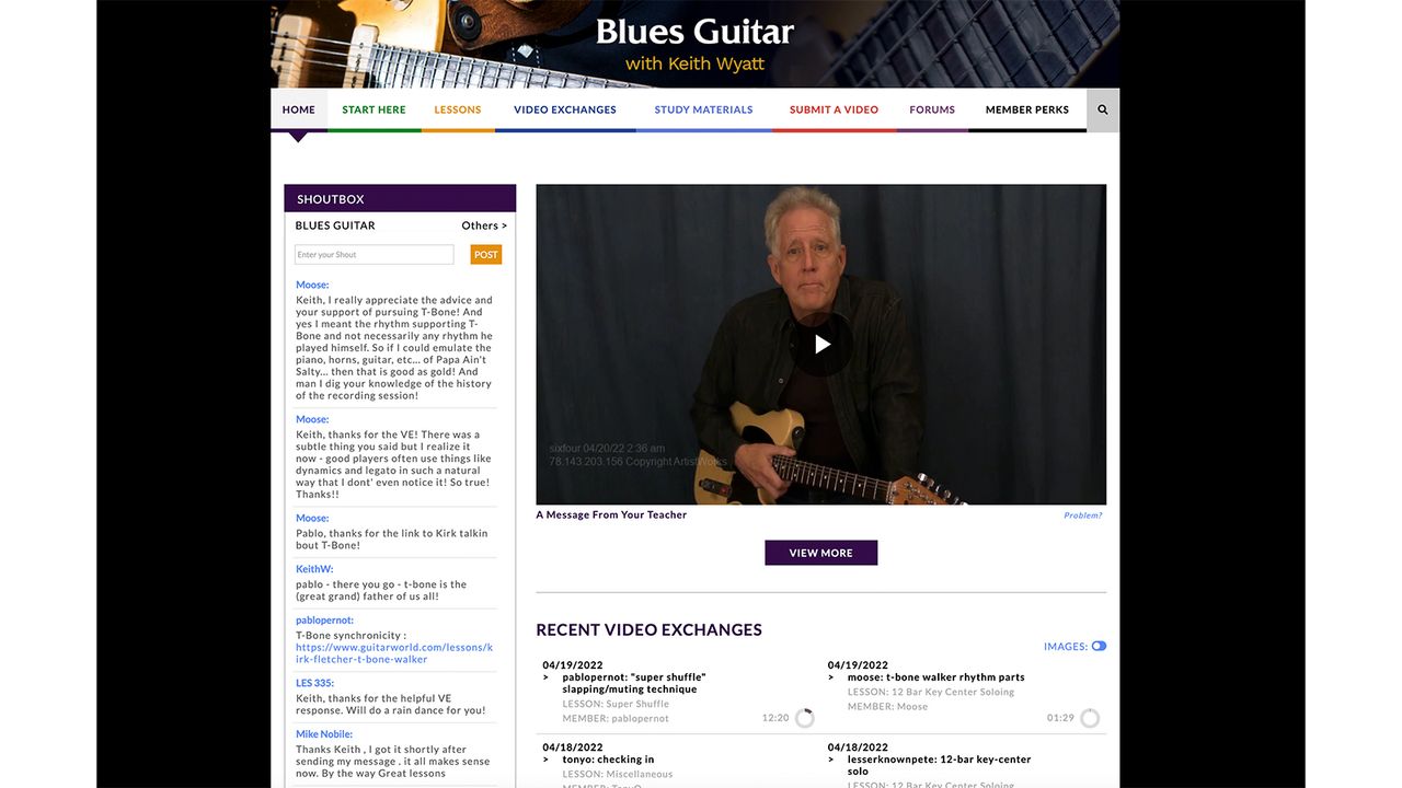 ArtistWorks guitar lesson screen grabs