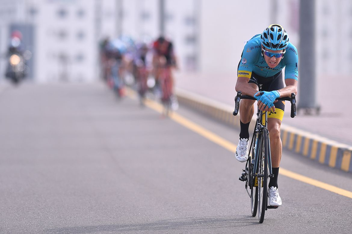 Jakob Fuglsang has a shot off the front