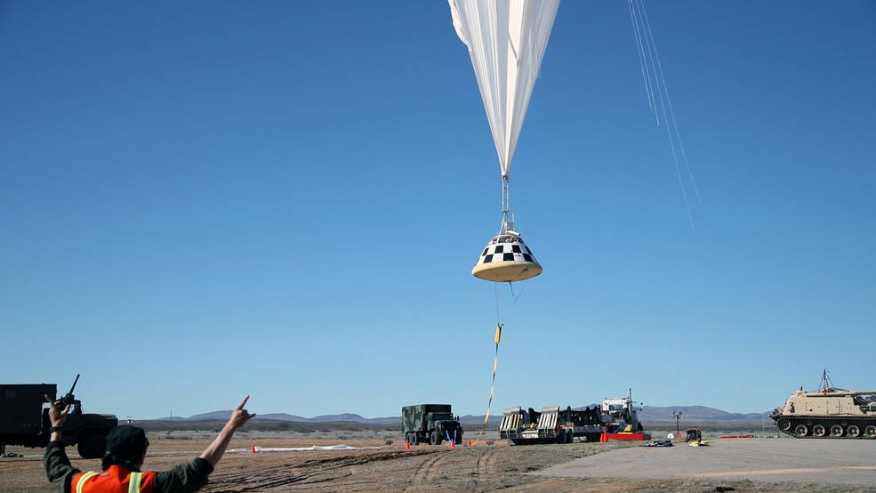 High-altitude balloon with CST-100 Starliner parachute