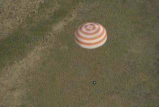 Soyuz TMA-07M Spacecraft Descends Over Kazakhstan