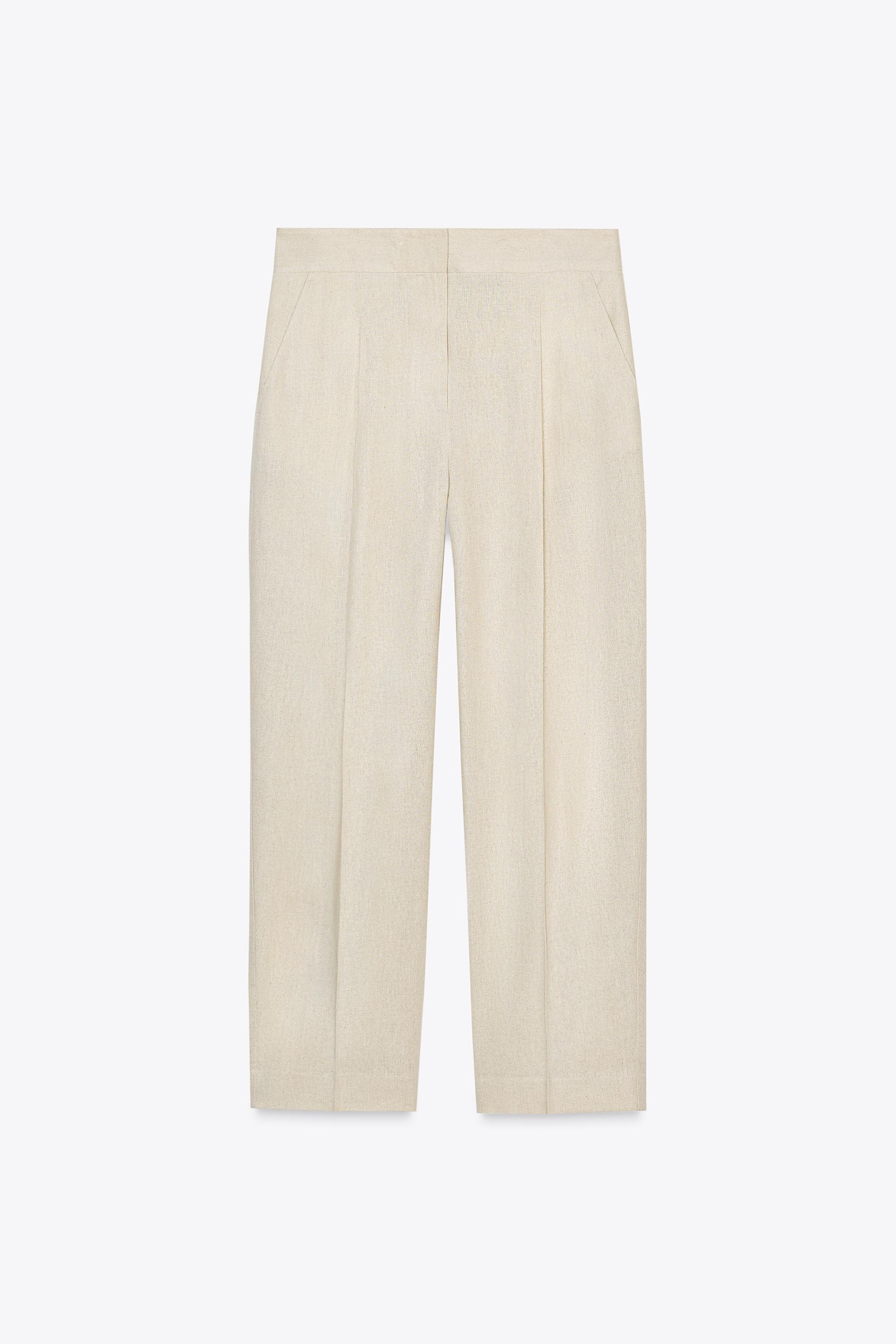 Linen Straight-Leg Trousers With Darts