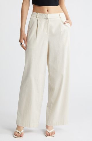 Wide Leg Linen Blend Pants