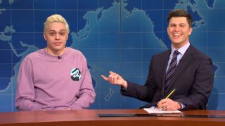 Screenshot of Pete Davidson and Colin Jost on Weekend Update