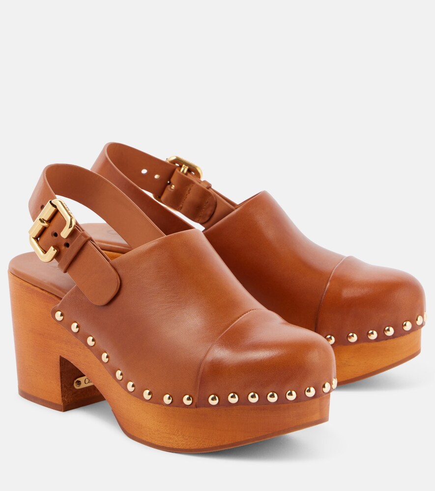 Jeannette Leather Wedge Clogs