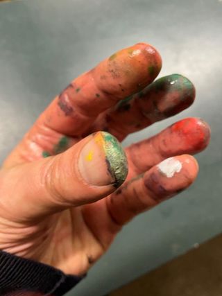 Tom Dixon snapshot of painty fingers