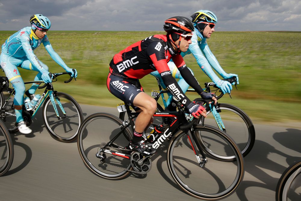 Richie Porte rides in the pack during the second stage of Paris-Nice.