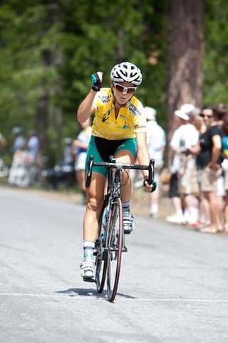 Evelyn Stevens (Webcor) crosses the line for her second win in two days.