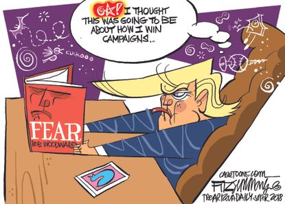 Political cartoon U.S. Fear Bob Woodward Trump Twitter