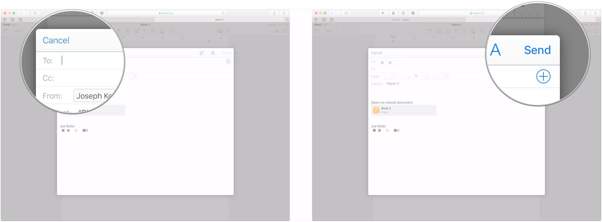 Enter email addresses, click send