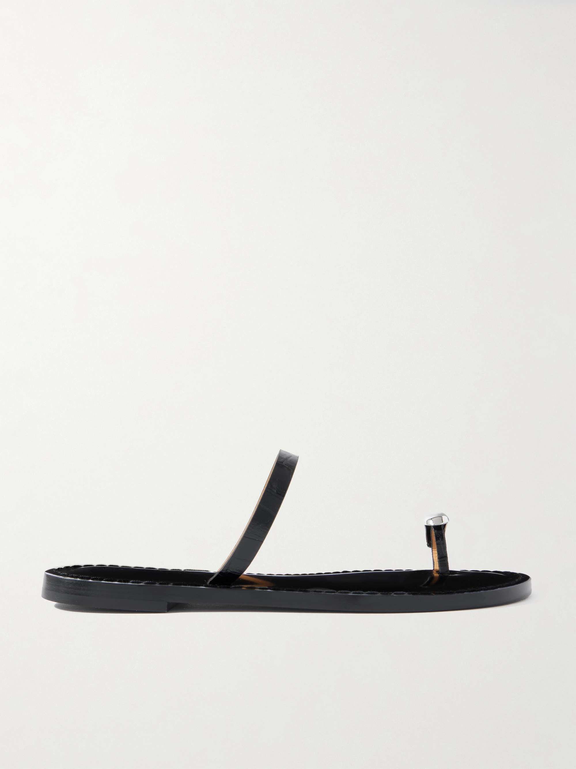 The Kibera Embellished Croc-Effect Leather Sandals