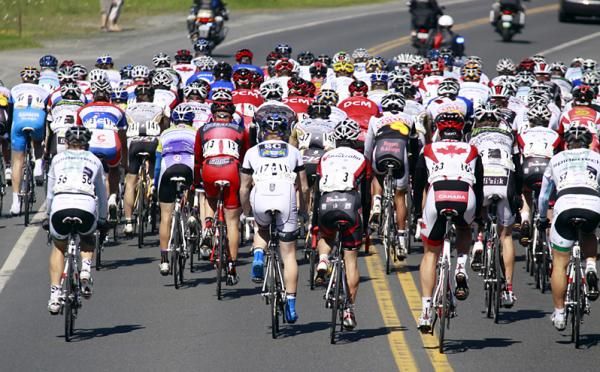 Most of the 121 riders who started this year's Tour de Beauce.